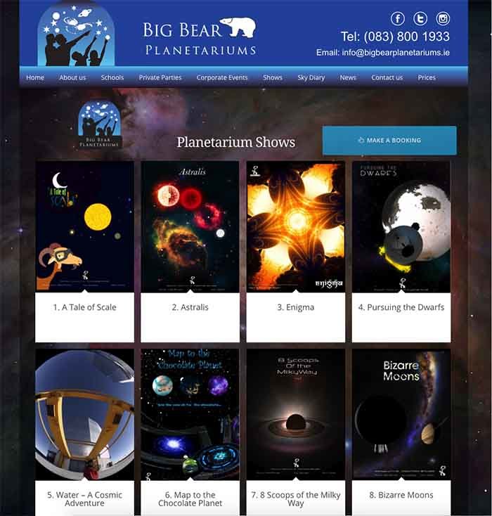 Big Bear Planetariums website design