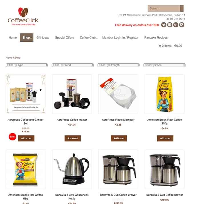 Coffeeclick website design