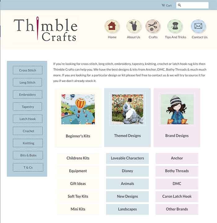 Thimble Crafts website design