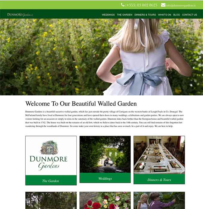 Dunmore Gardens website design