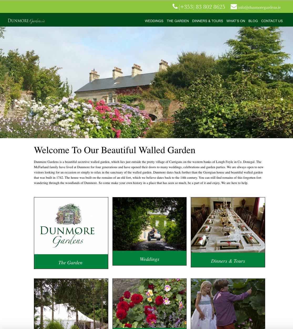 Dunmore Gardens website design