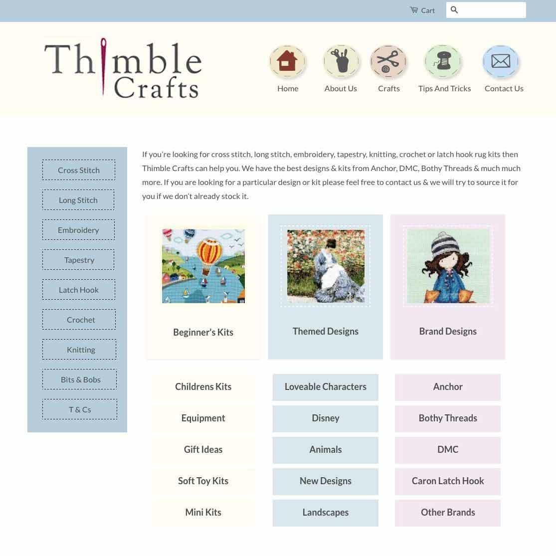 Thimble Crafts website design